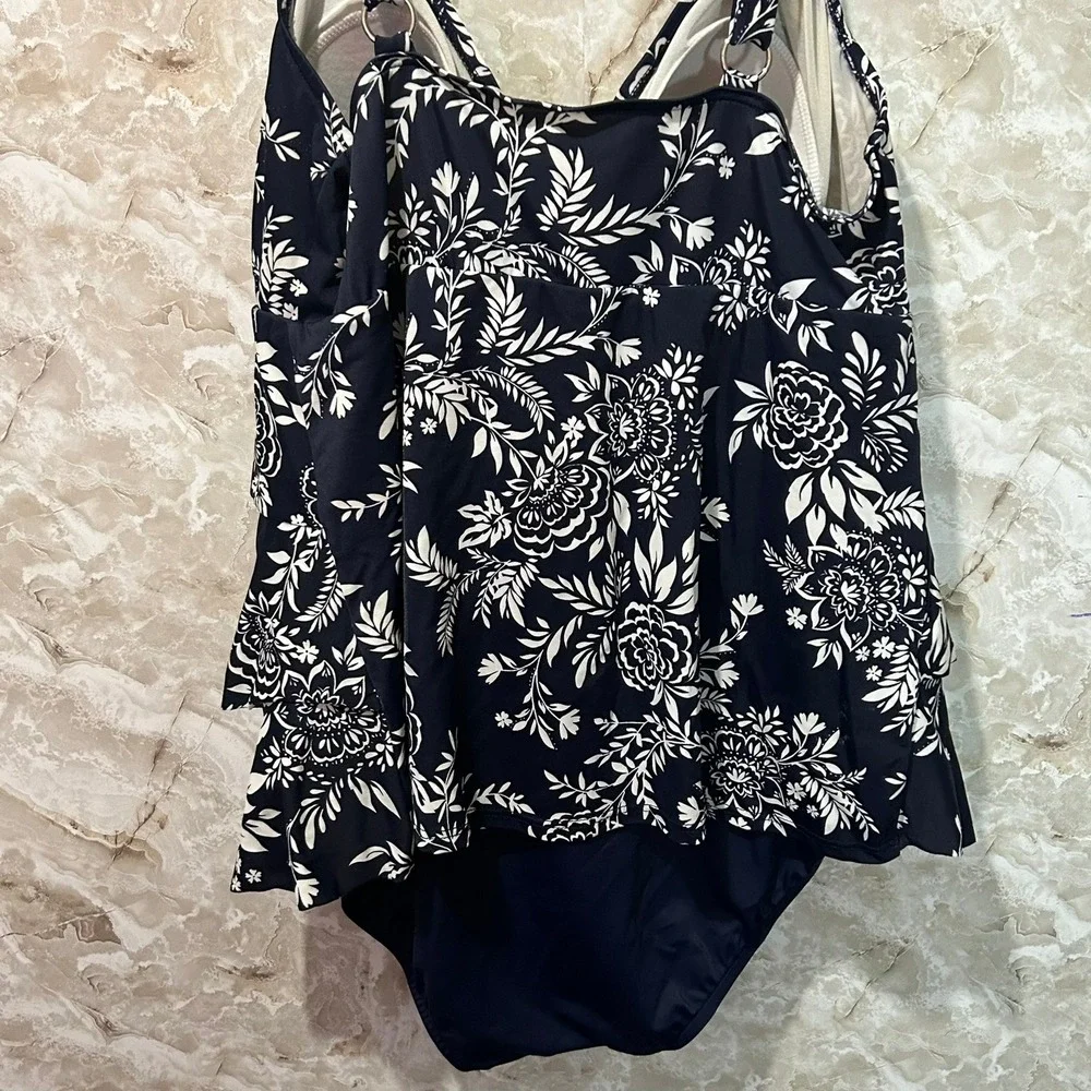 Floral Ruffle Tankini Swimsuit Top‎ Flattering Swimwear Beach Resort Wear - Picture 4 of 6